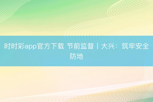 時時彩app官方下載 節前監督丨大興：筑牢安全防地