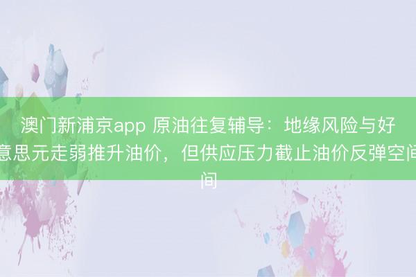 澳門新浦京app 原油往復(fù)輔導(dǎo)：地緣風(fēng)險與好意思元走弱推升油價，但供應(yīng)壓力截止油價反彈空間